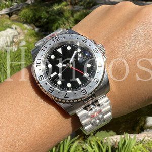 Custom Made MODS Watch with GMT Automatic Movement Silver Case Aluminum 12 Hours